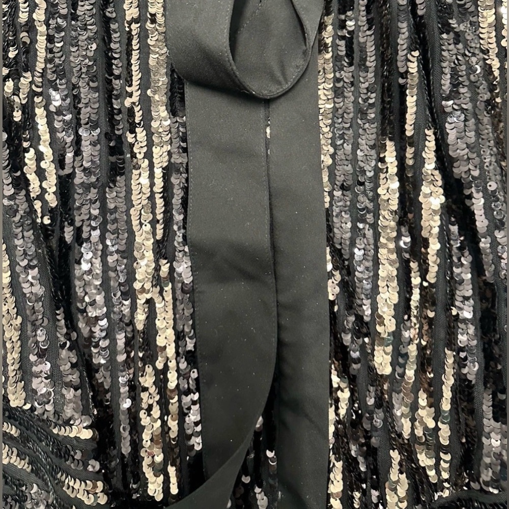 Bcbg Black Sequin Wrap Midi Dress NWOT - Picture 7 of 7